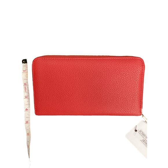 NWT Love Moschino Women’s Wallet Zipper Doll Face Decor Rhinestones Red - Picture 3 of 5